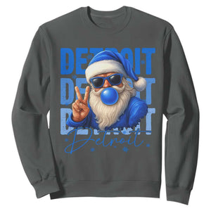 Detroit Football Christmas Sweatshirt Santa Retro Lions Fan TS10 Dark Heather Print Your Wear