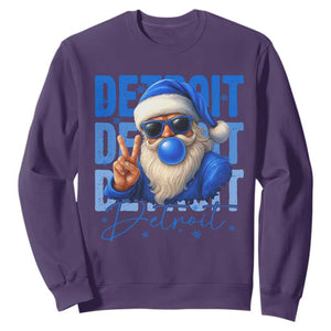 Detroit Football Christmas Sweatshirt Santa Retro Lions Fan TS10 Purple Print Your Wear