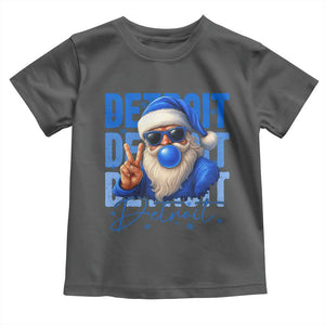 Detroit Football Christmas Toddler T Shirt Santa Retro Lions Fan TS10 Dark Heather Print Your Wear