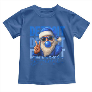 Detroit Football Christmas Toddler T Shirt Santa Retro Lions Fan TS10 Royal Blue Print Your Wear