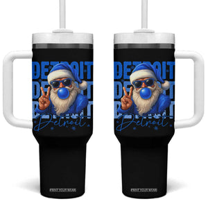 Detroit Football Christmas Tumbler With Handle Santa Retro Lions Fan TS10 One Size: 40 oz Black Print Your Wear