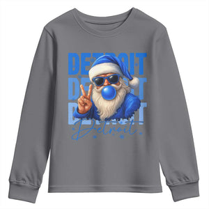 Detroit Football Christmas Youth Sweatshirt Santa Retro Lions Fan TS10 Charcoal Print Your Wear