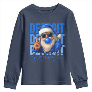 Detroit Football Christmas Youth Sweatshirt Santa Retro Lions Fan TS10 Navy Print Your Wear