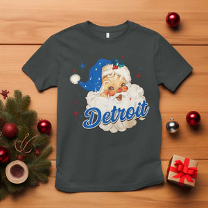 Christmas Detroit Football T Shirt Vintage Santa Lions Fan TS10 Dark Heather Print Your Wear