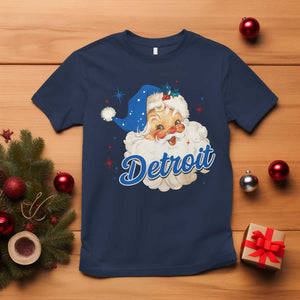 Christmas Detroit Football T Shirt Vintage Santa Lions Fan TS10 Navy Print Your Wear