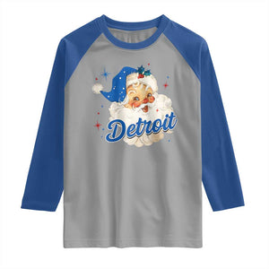 Christmas Detroit Football Raglan Shirt Vintage Santa Lions Fan TS10 Sport Gray Royal Print Your Wear