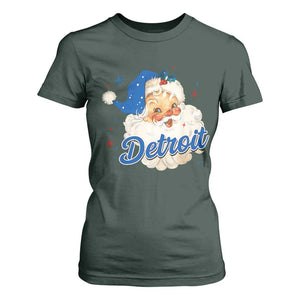 Christmas Detroit Football T Shirt For Women Vintage Santa Lions Fan TS10 Dark Forest Green Print Your Wear