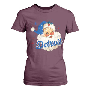 Christmas Detroit Football T Shirt For Women Vintage Santa Lions Fan TS10 Maroon Print Your Wear