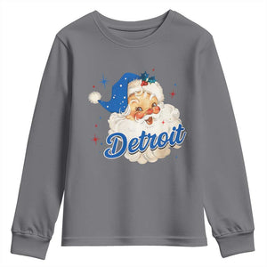 Christmas Detroit Football Youth Sweatshirt Vintage Santa Lions Fan TS10 Charcoal Print Your Wear