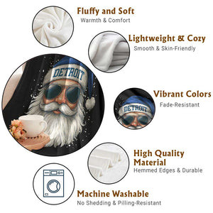 Vintage Detroit Football Christmas Throw Blanket Funny Retro Santa Lions Fan Xmas TS10 Print Your Wear