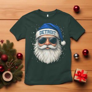 Vintage Detroit Football Christmas T Shirt Funny Retro Santa Lions Fan Xmas TS10 Dark Forest Green Print Your Wear