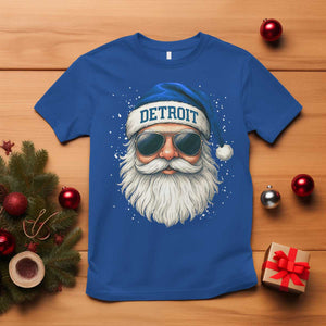 Vintage Detroit Football Christmas T Shirt Funny Retro Santa Lions Fan Xmas TS10 Royal Blue Print Your Wear