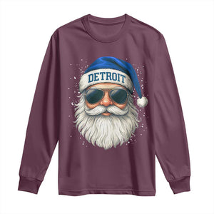 Vintage Detroit Football Christmas Long Sleeve Shirt Funny Retro Santa Lions Fan Xmas TS10 Maroon Print Your Wear