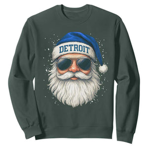 Vintage Detroit Football Christmas Sweatshirt Funny Retro Santa Lions Fan Xmas TS10 Dark Forest Green Print Your Wear
