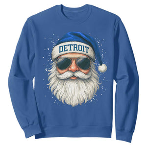 Vintage Detroit Football Christmas Sweatshirt Funny Retro Santa Lions Fan Xmas TS10 Royal Blue Print Your Wear