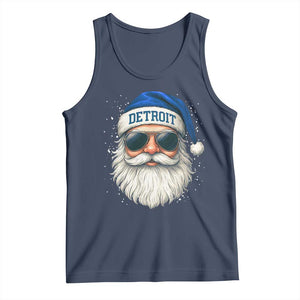 Vintage Detroit Football Christmas Tank Top Funny Retro Santa Lions Fan Xmas TS10 Navy Print Your Wear