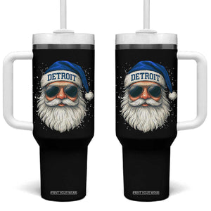 Vintage Detroit Football Christmas Tumbler With Handle Funny Retro Santa Lions Fan Xmas TS10 One Size: 40 oz Black Print Your Wear