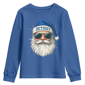 Vintage Detroit Football Christmas Youth Sweatshirt Funny Retro Santa Lions Fan Xmas TS10 Royal Blue Print Your Wear