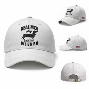 Funny Dachshund Dad Baseball Cap Real Men Play With Their Wiener Dog Dad Gag Gift