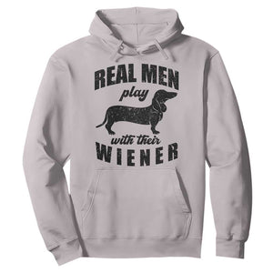 Funny Dachshund Dad Hoodie Real Men Play With Their Wiener Dog Dad Gag Gift TS10 Ice Gray Print Your Wear