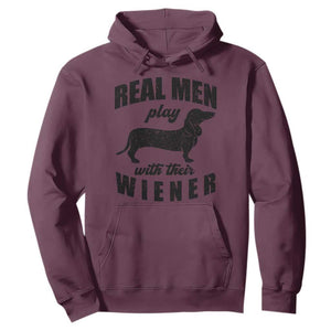 Funny Dachshund Dad Hoodie Real Men Play With Their Wiener Dog Dad Gag Gift - Print Your Wear
