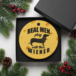 Funny Dachshund Dad Ceramic Ornament Real Men Play With Their Wiener Dog Dad Gag Gift TS10 1pc Yellow Cheese Print Your Wear
