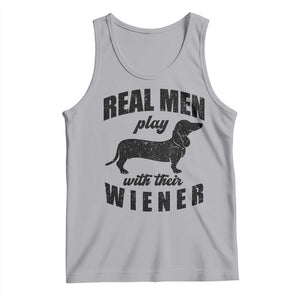 Funny Dachshund Dad Tank Top Real Men Play With Their Wiener Dog Dad Gag Gift TS10 Athletic Heather Print Your Wear