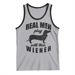 Funny Dachshund Dad Tank Top Real Men Play With Their Wiener Dog Dad Gag Gift TS10 Athletic Heather Black Print Your Wear