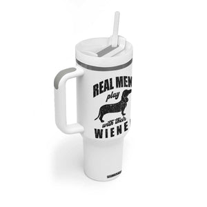 Funny Dachshund Dad Tumbler With Handle Real Men Play With Their Wiener Dog Dad Gag Gift TS10 Print Your Wear