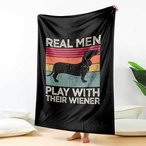 Funny Dachshund Dad Throw Blanket Retro Real Men Play With Their Wiener Dog Dad Gag Gift TS10 Print Your Wear