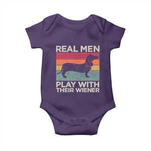 Funny Dachshund Dad Baby Onesie Retro Real Men Play With Their Wiener Dog Dad Gag Gift TS10 Purple Print Your Wear