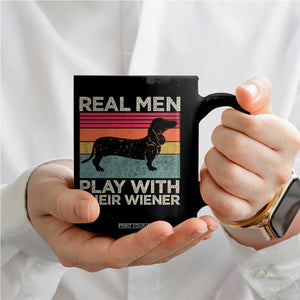 Funny Dachshund Dad Coffee Mug Retro Real Men Play With Their Wiener Dog Dad Gag Gift TS10 Print Your Wear