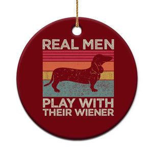 Funny Dachshund Dad Ceramic Ornament Retro Real Men Play With Their Wiener Dog Dad Gag Gift TS10 1pc Red Print Your Wear