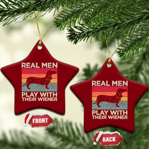 Funny Dachshund Dad Ceramic Ornament Retro Real Men Play With Their Wiener Dog Dad Gag Gift TS10 Print Your Wear