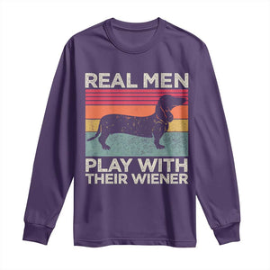 Funny Dachshund Dad Long Sleeve Shirt Retro Real Men Play With Their Wiener Dog Dad Gag Gift TS10 Purple Print Your Wear