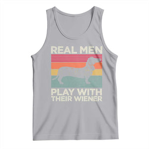 Funny Dachshund Dad Tank Top Retro Real Men Play With Their Wiener Dog Dad Gag Gift TS10 Athletic Heather Print Your Wear