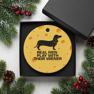 Funny Dachshund Dog Dad Ceramic Ornament Real Men Play With Their Wiener Pet Father Gag Gift TS10 1pc Yellow Cheese Print Your Wear