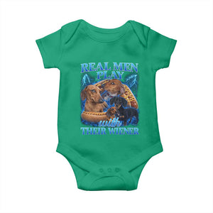 Funny Dachshund Dog Dad Baby Onesie Real Men Play With Their Wiener Funny Offensive TS10 Irish Green Print Your Wear