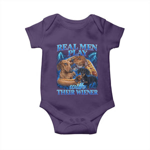 Funny Dachshund Dog Dad Baby Onesie Real Men Play With Their Wiener Funny Offensive TS10 Purple Print Your Wear