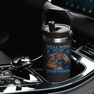 Funny Dachshund Dog Dad Flip Straw Tumbler Real Men Play With Their Wiener Funny Offensive TS10 Print Your Wear