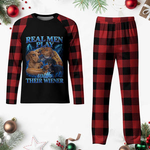 Funny Dachshund Dog Dad Plaid Pajama Set Real Men Play With Their Wiener Funny Offensive TS10 Buffalo Plaid Print Your Wear