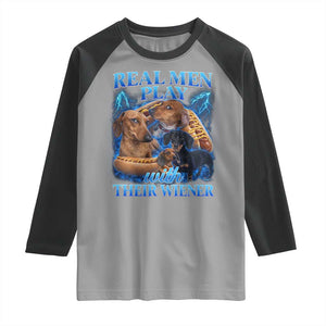 Funny Dachshund Dog Dad Raglan Shirt Real Men Play With Their Wiener Funny Offensive TS10 Sport Gray Black Print Your Wear