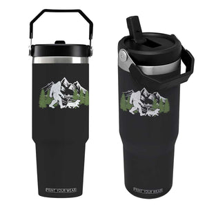 Bigfoot Walking Dachshund Flip Straw Tumbler Funny Wiener Dog Gift Sasquatch TS10 One Size: 30 oz Black Print Your Wear