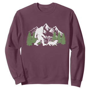 Bigfoot Walking Dachshund Sweatshirt Funny Wiener Dog Gift Sasquatch TS10 Maroon Print Your Wear