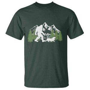 Bigfoot Walking Dachshund T Shirt Funny Wiener Dog Gift Sasquatch TS10 Dark Forest Green Print Your Wear