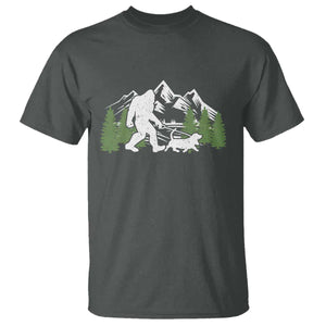 Bigfoot Walking Dachshund T Shirt Funny Wiener Dog Gift Sasquatch TS10 Dark Heather Print Your Wear