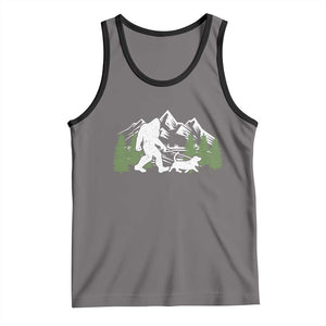Bigfoot Walking Dachshund Tank Top Funny Wiener Dog Gift Sasquatch TS10 Deep Heather Black Print Your Wear