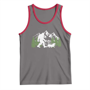Bigfoot Walking Dachshund Tank Top Funny Wiener Dog Gift Sasquatch TS10 Deep Heather Red Print Your Wear
