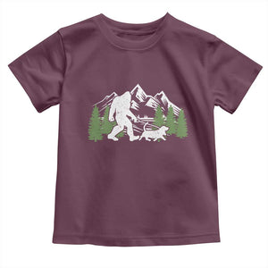 Bigfoot Walking Dachshund Toddler T Shirt Funny Wiener Dog Gift Sasquatch TS10 Maroon Print Your Wear