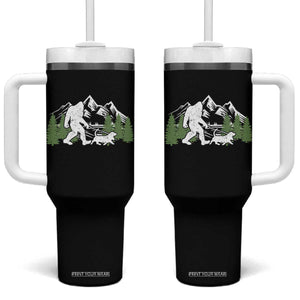 Bigfoot Walking Dachshund Tumbler With Handle Funny Wiener Dog Gift Sasquatch TS10 One Size: 40 oz Black Print Your Wear